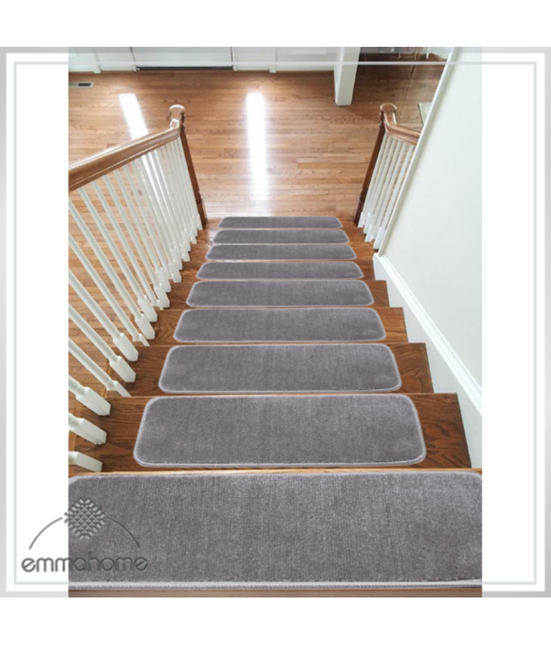 22x67cm Simge Carpet Stair Treads NON-SLIP MACHINE WASHABLE Mats/Rugs 11mm Thickness Beige/Brown, 7 
