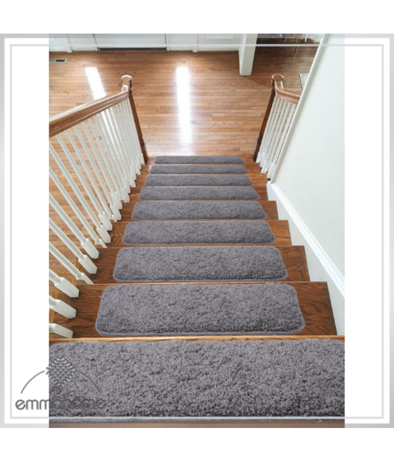 22x67cm,Beige,7 EKL Soft Shaggy Carpet Stair Treads NON-SLIP MACHINE WASHABLE Mats/Rugs 